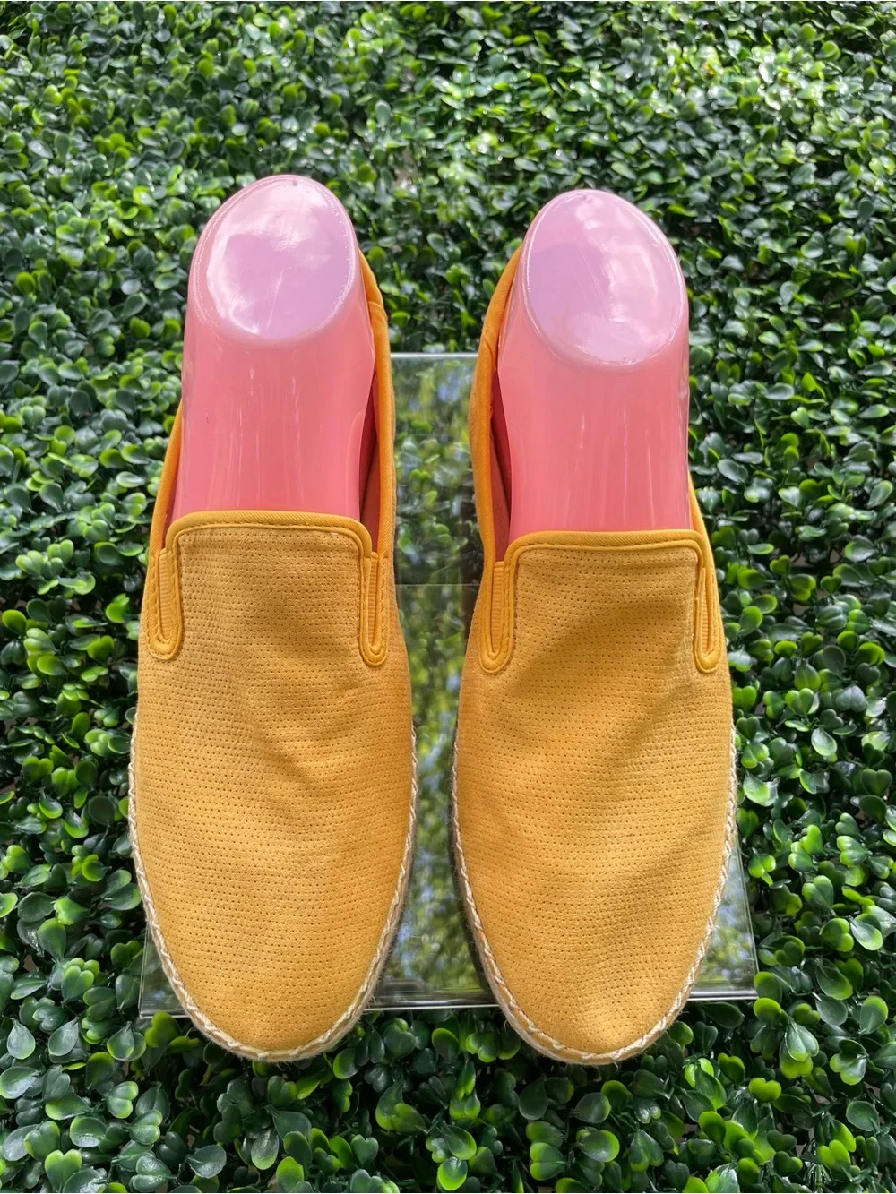 Womens Slip-On Espadrille Sandals in Mustard Yellow